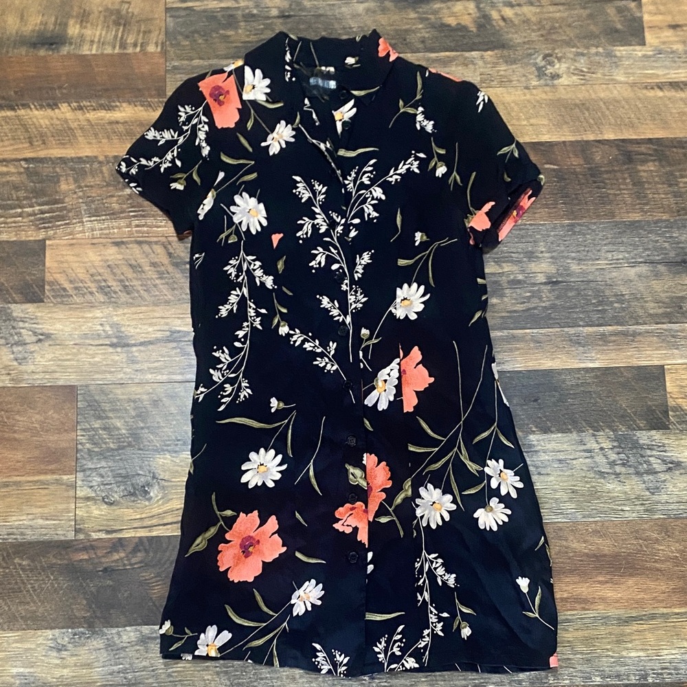 Reformation Chic Black Floral Mini Dress